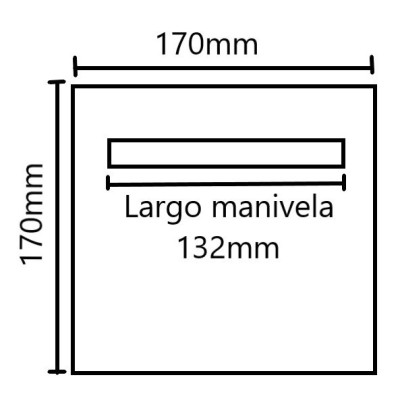 Juego manivela placa 170x170mm acero inox mango recto Juego manivela placa 170x170mm acero inox mango recto