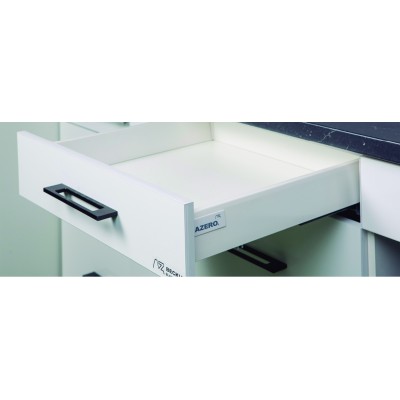 Cajón de cocina altura 84mm guía de freno de extracción total, rieles de hasta 50 kg de peso, color blanco laterales regulables Cajón de cocina altura 84mm guía de freno de extracción total, rieles de hasta 50 kg de peso, color blanco laterales regulables