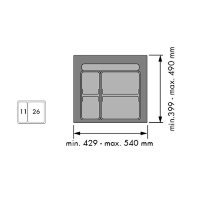 Cubos reciclaje residuos cajón cocina con bandeja 37 litros Cubos reciclaje residuos cajón cocina con bandeja 37 litros