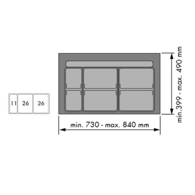 Cubos reciclaje residuos cajón cocina con bandeja 63 litros Cubos reciclaje residuos cajón cocina con bandeja 63 litros