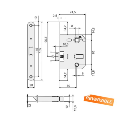 Picaporte unificado 70mm puerta, cerrajería, antipánico Picaporte unificado 70mm puerta, cerrajería, antipánico