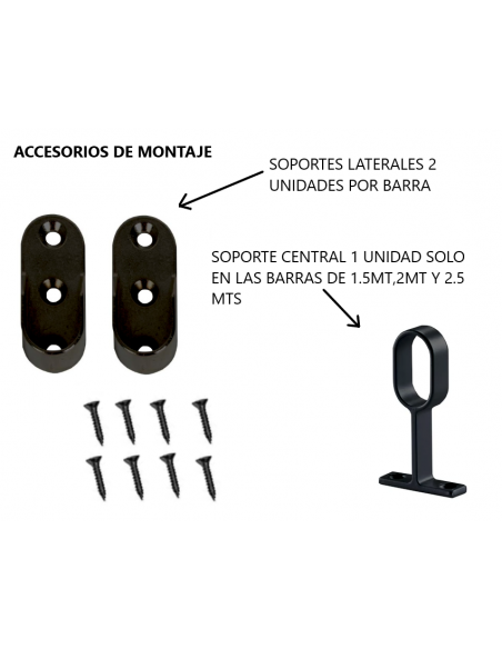 soporte varilla ovalada para barra armario varios colores - disponible  soporte lateral o soporte central, armarios y vestidores