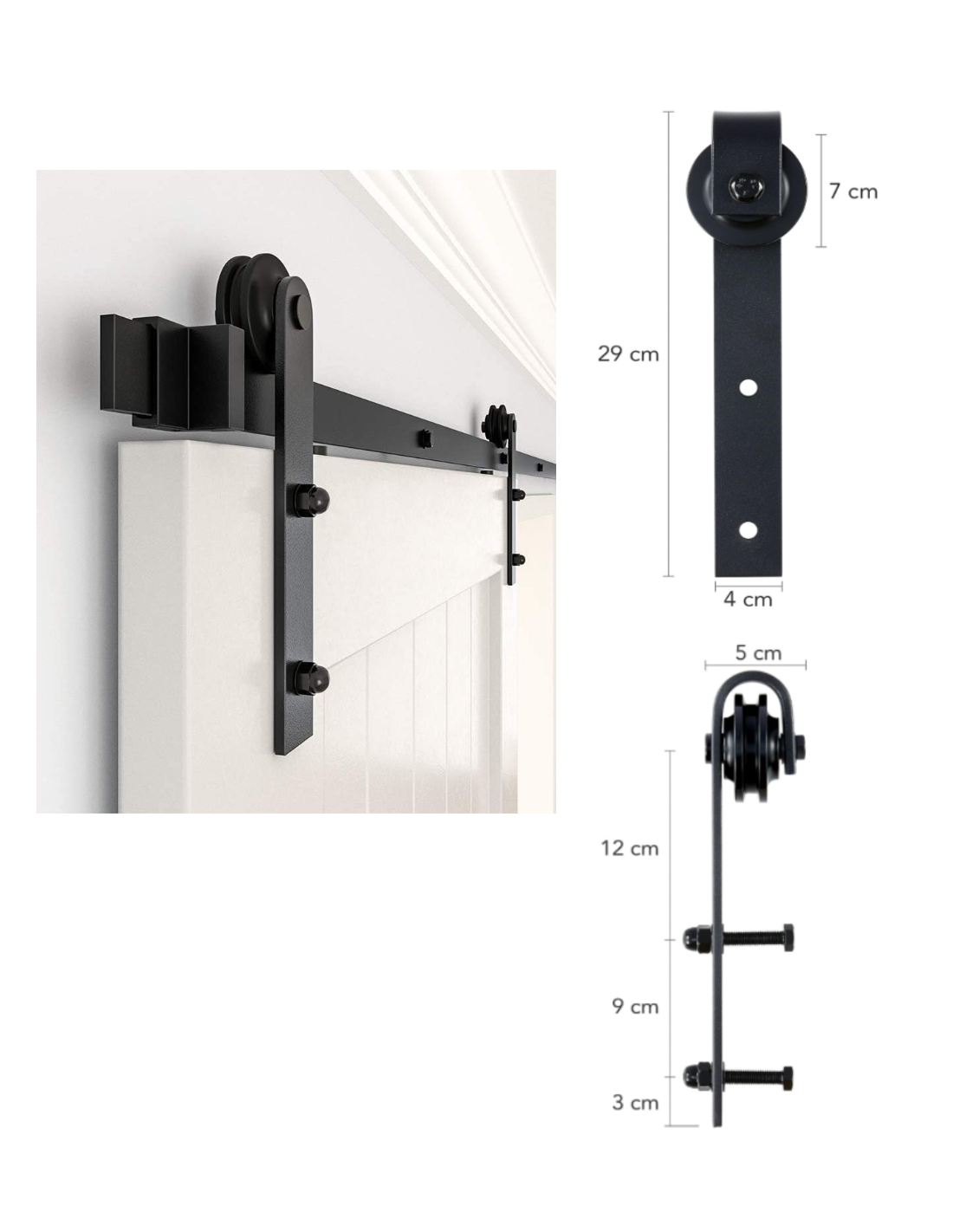 LWZH - Kit de herrajes para puerta corredera de granero de 5.9 ft para  puerta doble corredera interior armario de puerta enrollable (negro en  forma de