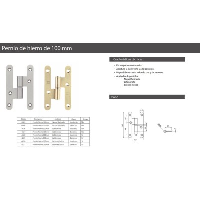 pernio acero pack 4 unidades,bisagras puerta madera- varios acabados , medida 100x57mm sin remate remate plano, cantos redondos pernio acero pack 4 unidades,bisagras puerta madera- varios acabados , medida 100x57mm sin remate remate plano, cantos redondos