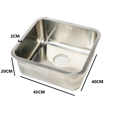 Fregadero encimera de cocina- acero inoxidable- varias medidas , fondo de 20cm diseño líneas redondeadas- cantos redondeados