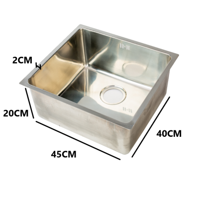 Fregadero para encimera de cocina- acero inoxidable- varias medidas , fondo de 20cm diseño líneas rectas- cantos cuadrados