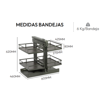 cesto, rinconero, esquinero, armario, cocina, total, freno, extracción