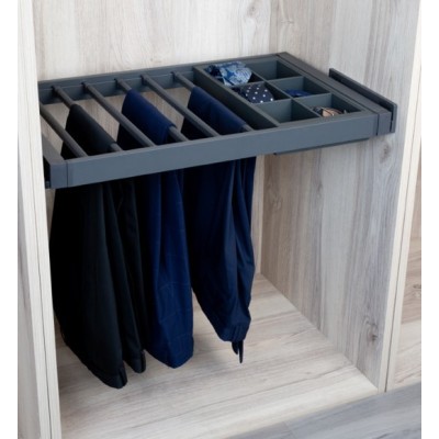 ORGANIZADOR PANTALONERO extraíble, para organizar tus joyas, corbatas y complementos, color antracita, extracción total ORGANIZADOR PANTALONERO extraíble, para organizar tus joyas, corbatas y complementos, color antracita, extracción total