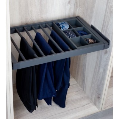 ORGANIZADOR PANTALONERO extraíble, para organizar tus joyas, corbatas y complementos, color antracita, extracción total ORGANIZADOR PANTALONERO extraíble, para organizar tus joyas, corbatas y complementos, color antracita, extracción total