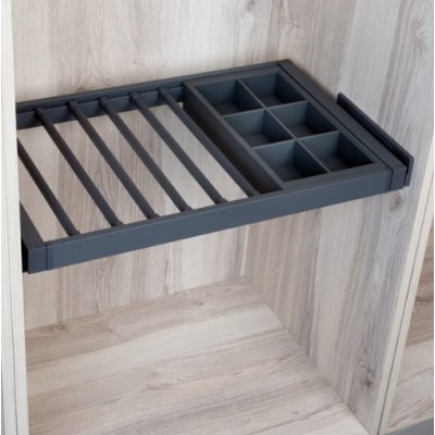 ORGANIZADOR PANTALONERO extraíble, para organizar tus joyas, corbatas y complementos, color antracita, extracción total ORGANIZADOR PANTALONERO extraíble, para organizar tus joyas, corbatas y complementos, color antracita, extracción total