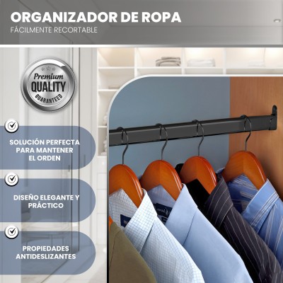 Barra Ovalada Negra para Armario - Varios Tamaños, Soporta hasta 80 kg, Corte a Medida, Incluye Soportes y Tornillos Barra Ovalada Negra para Armario - Varios Tamaños, Soporta hasta 80 kg, Corte a Medida, Incluye Soportes y Tornillos