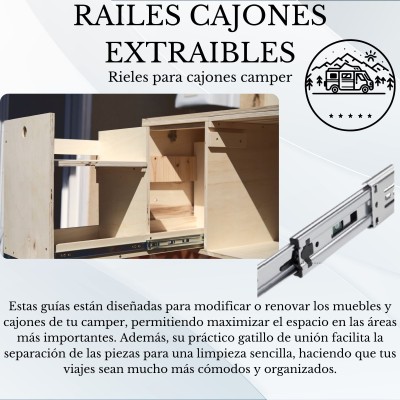 Guías Correderas para Cajones- Rieles para Cajones-Railes Extraíbles-Rieles Camper-Resistencia 35kg Guías Correderas para Cajones- Rieles para Cajones-Railes Extraíbles-Rieles Camper-Resistencia 35kg