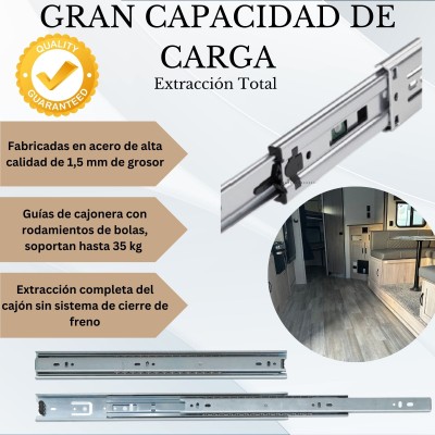 Guías Correderas para Cajones- Rieles para Cajones-Railes Extraíbles-Rieles Camper-Resistencia 35kg Guías Correderas para Cajones- Rieles para Cajones-Railes Extraíbles-Rieles Camper-Resistencia 35kg