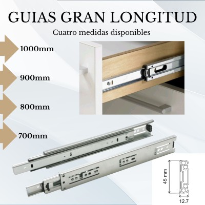 Guias correderas para cajones-Rieles para cajones-Rieles Camper-Extraccion Total-Con Freno-Gran longitud-Resistencia 35kg Guias correderas para cajones-Rieles para cajones-Rieles Camper-Extraccion Total-Con Freno-Gran longitud-Resistencia 35kg