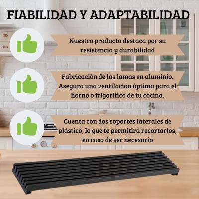 Rejilla ventilación horno cocina 60cm 8 lamas varillas respiración
