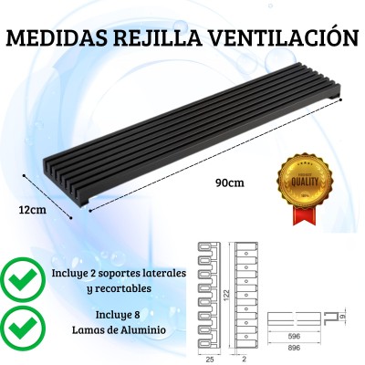 Rejilla ventilación horno cocina 60cm 8 lamas varillas respiración
