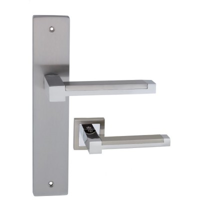 Juego manivela con o sin placa maneta puerta acabado bicolor