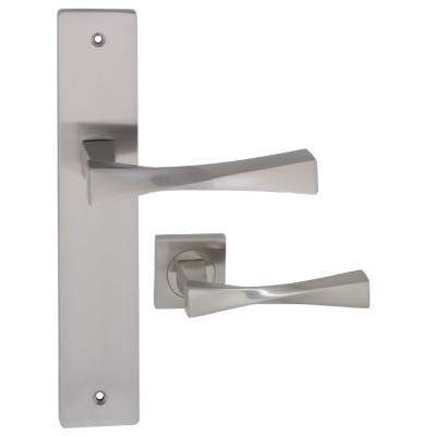 Juego manivela con o sin placa maneta puerta niquel satinado
