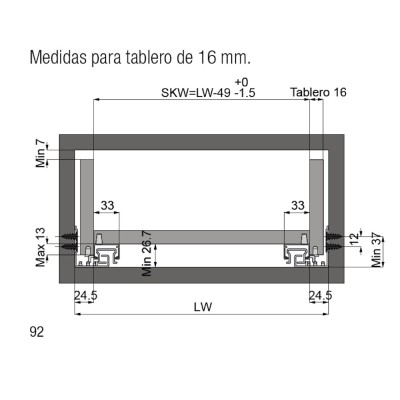 Juego de Guías Rodamientos 50 kg de Peso, con Regulación Lateral, Sistema Cierre Suave, para Cajones de Cocina y Armario Juego de Guías Rodamientos 50 kg de Peso, con Regulación Lateral, Sistema Cierre Suave, para Cajones de Cocina y Armario