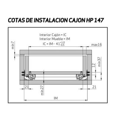 Juego guía cajón quadro sistema soft closing, cierre suave, clips regulables 35 kg de peso Juego guía cajón quadro sistema soft closing, cierre suave, clips regulables 35 kg de peso